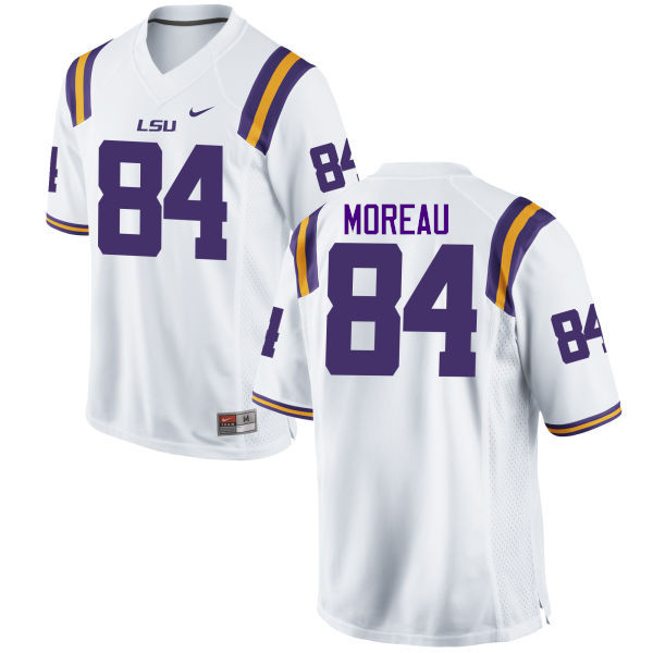 Men LSU Tigers #84 Foster Moreau College Football Jerseys Game-White - Click Image to Close